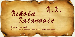 Nikola Kalanović vizit kartica